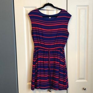 Red and blue striped dress